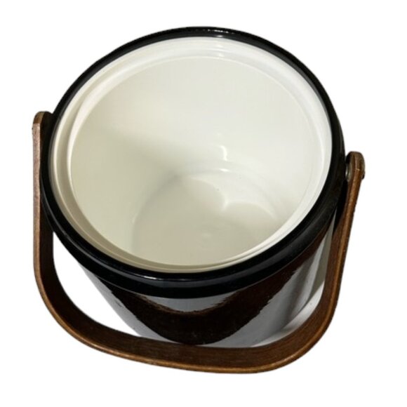 Vintage mid-century modern ice Bucket Wooden and Black - Picture 3 of 4